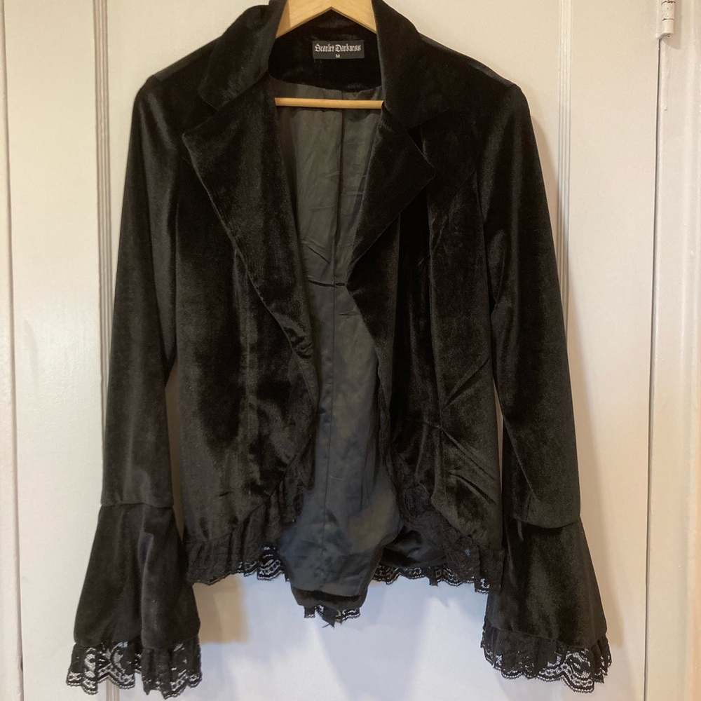 Black Velvet Ruffle blazer